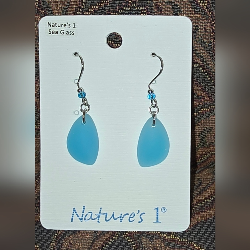 Blue Sea Glass Earrings